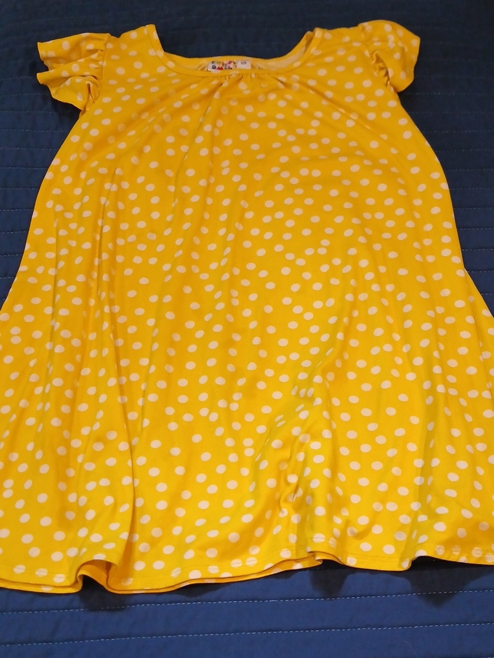 Dot Dot Smile 5-6 Yellow and White Polka Dot Casual Kids Dress